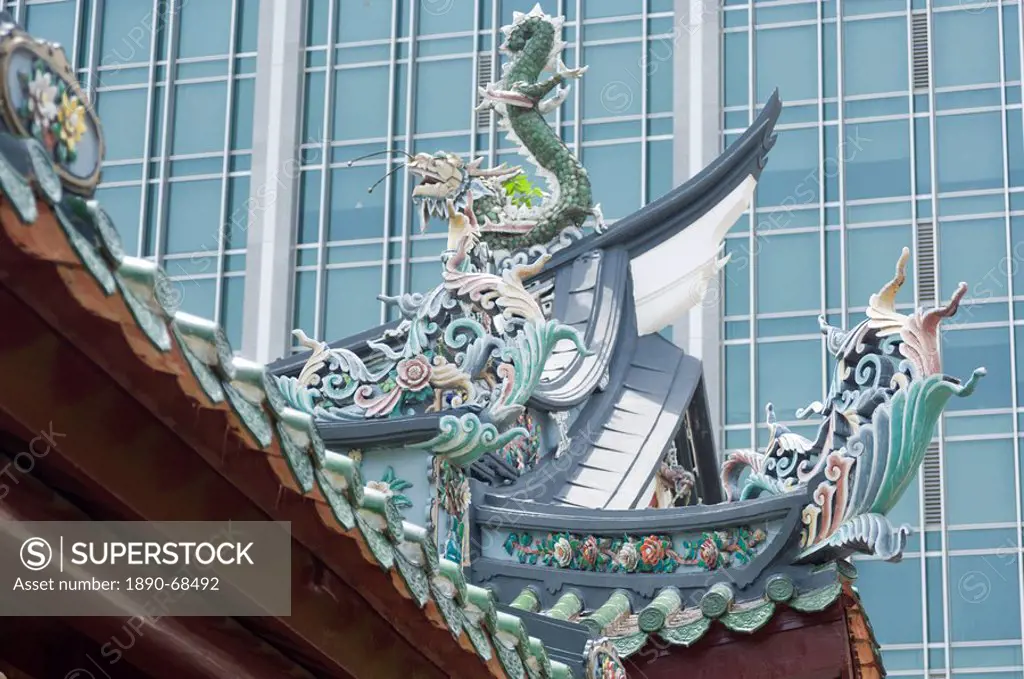 Temple roof detail, Thian Hock Keng Temple, Chinatown, Singapore, South East Asia
