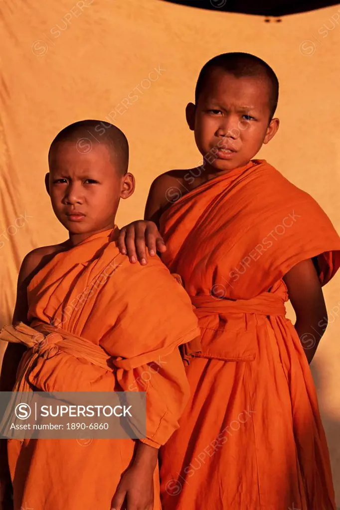 Young monks during Buddhist Lent, Vientiane, Laos, Indochina, Southeast Asia, Asia
