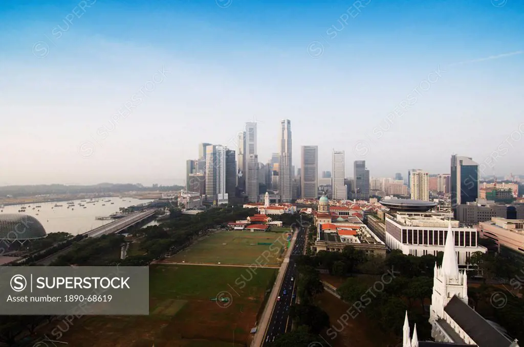 City skyline at dawn, Singapore, Southeast Asia, Asia