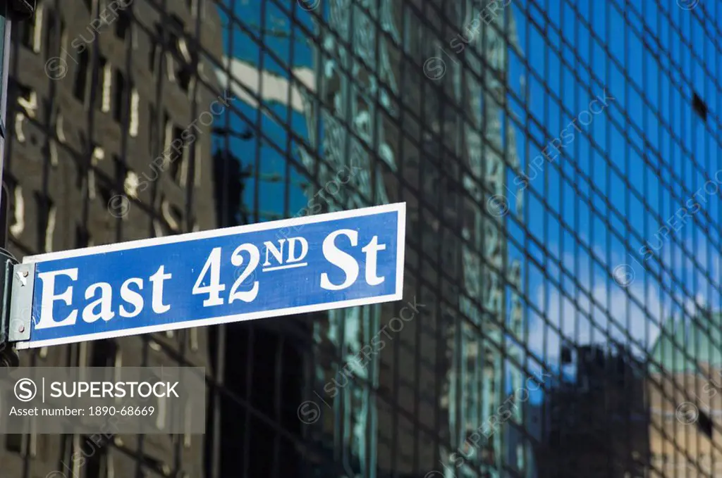 East 42nd Street sign, Manhattan, New York City, New York, United States of America, North America