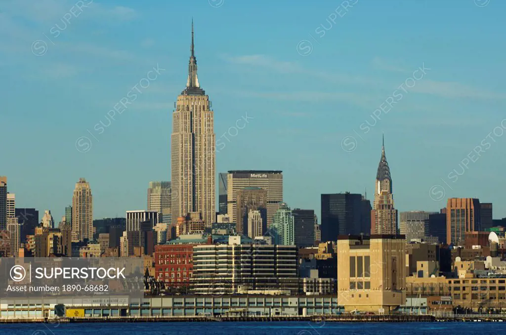 The Empire State Building and Midtown Manhattan skyline across the Hudson River, New York City, New York, United States of America, North America