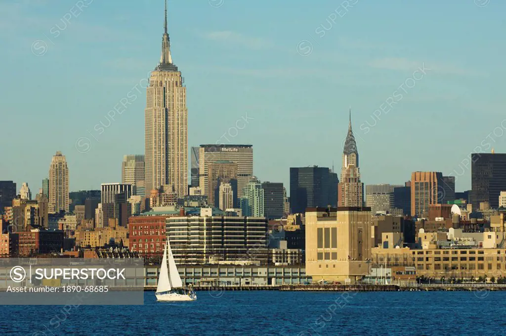 The Empire State Building and Midtown Manhattan skyline across the Hudson River, New York City, New York, United States of America, North America