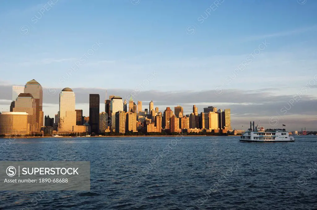 Lower Manhattan skyline across the Hudson River, New York City, New York, United States of America, North America
