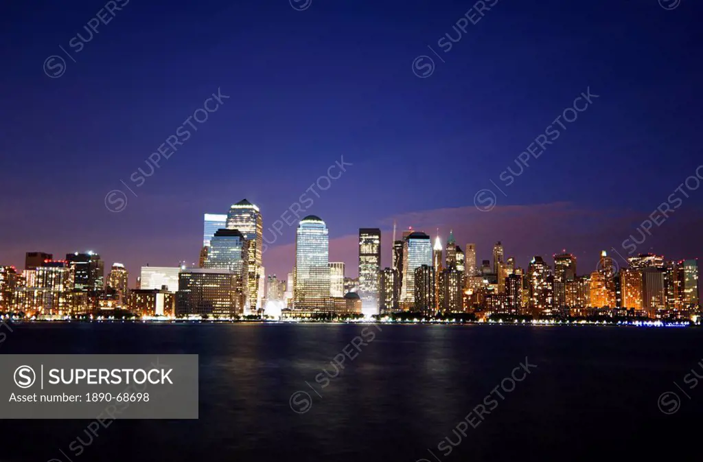 Lower Manhattan skyline across the Hudson River, New York City, New York, United States of America, North America