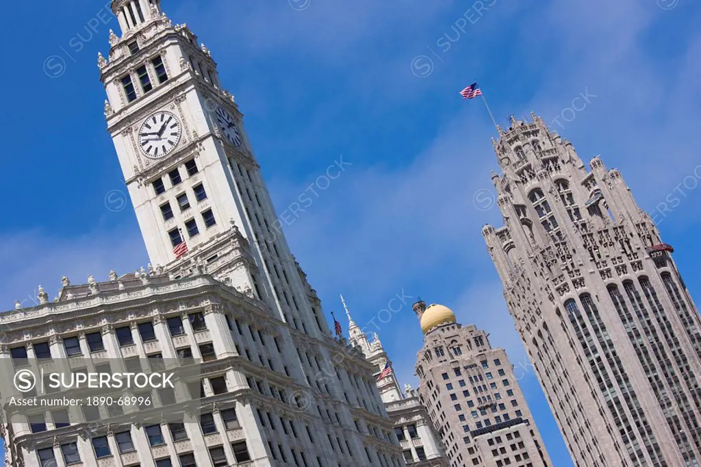 The Wrigley Building and Tribune Tower, North Michigan Avenue, the Magnificent Mile, Chicago, Illinois, United States of America, North America