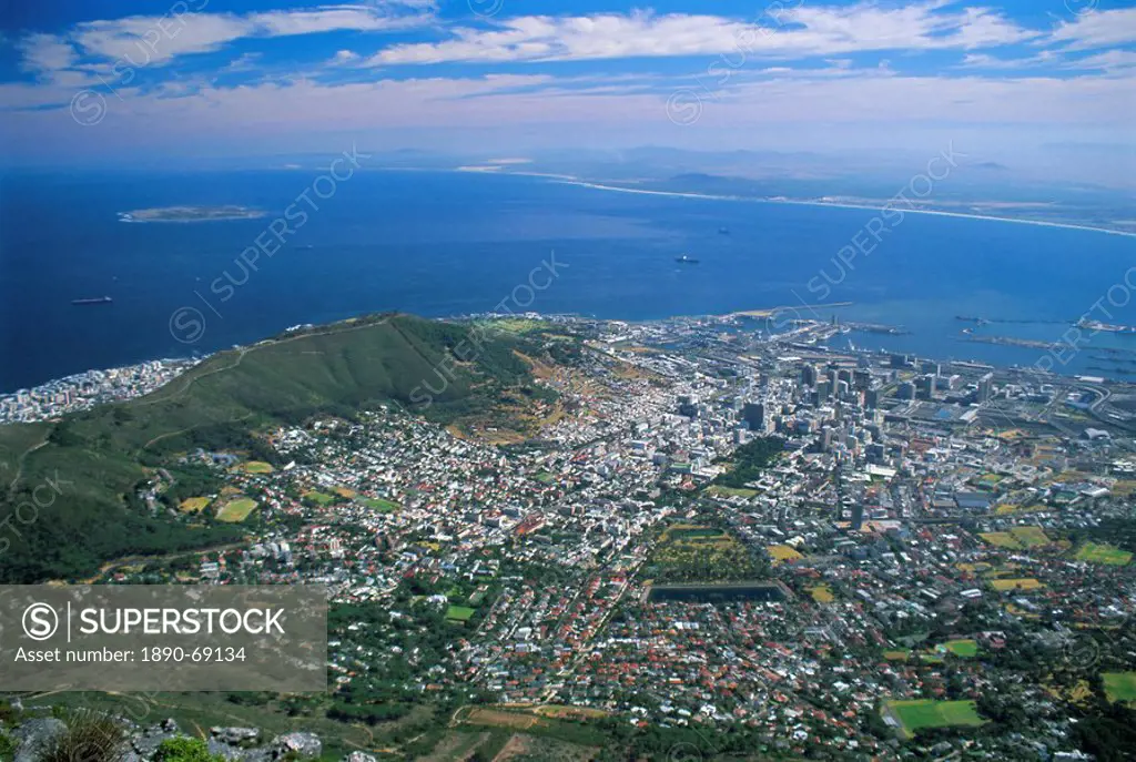 City viewed from Table Mountain, Cape Town, Cape Province, South Africa, Africa
