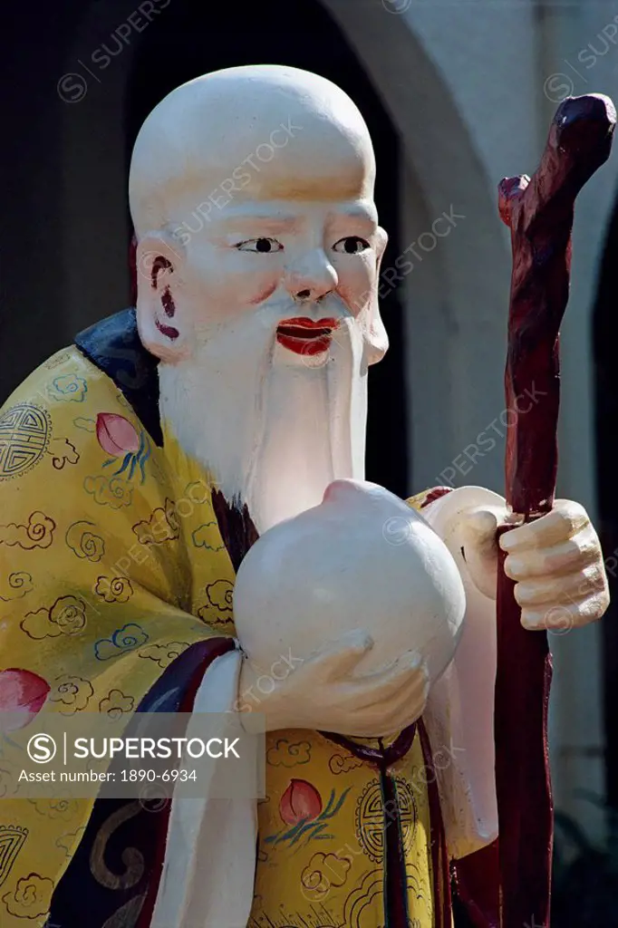 Close_up of a statue of an old Chinese Confucian sage at the Tanglin Shopping Centre in Singapore, Southeast Asia, Asia