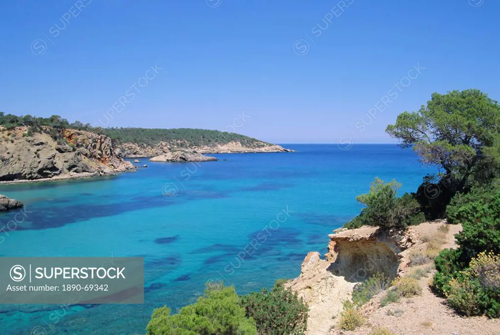 View near Cala Portinatx, Ibiza, Balearic Islands, Spain, Europe