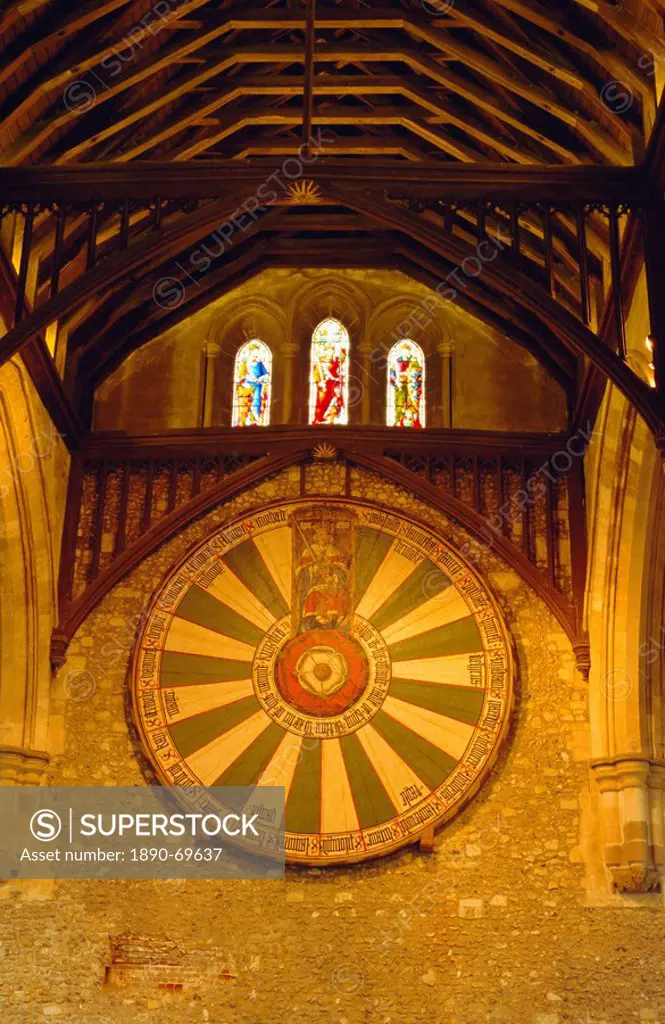 King Arthur´s Round Table hanging in the Great Hall, Winchester, England, UK