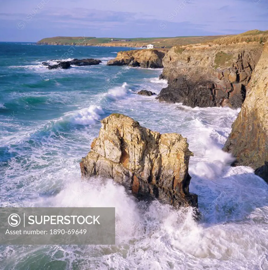 Rocks and sea at Gwithian, Cornwall, England