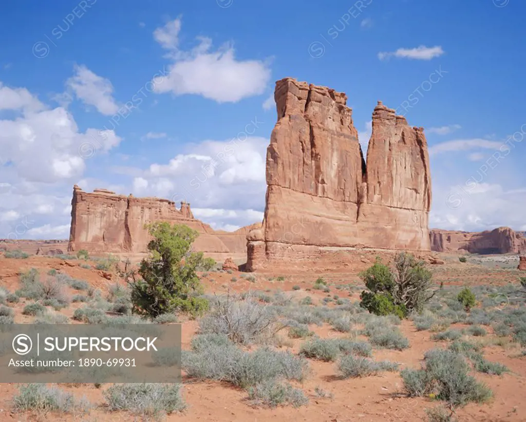 The Organ right and the Tower of Babel left, Arches National Park, Utah, USA
