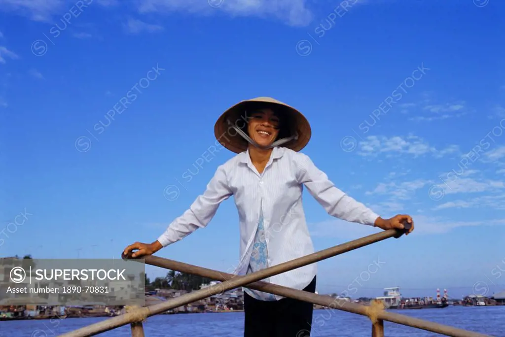 Boat on the Mekong River, Chau Doc, Vietnam, Indochina, Southeast Asia, Asia