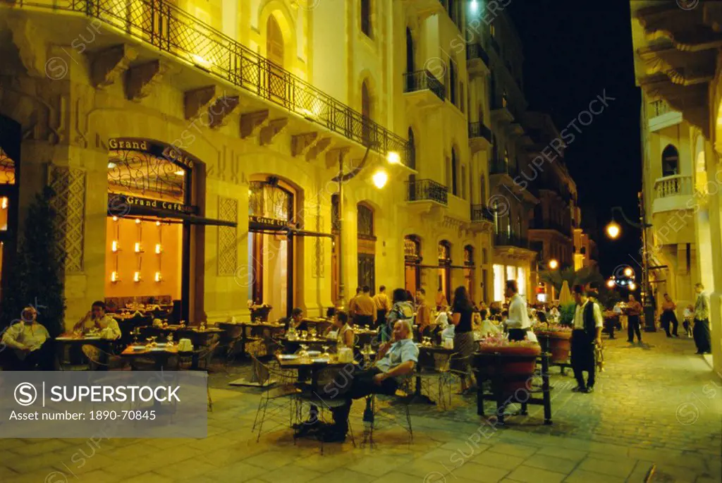 Cafes at night, Place d´Etoile, Beirut, Lebanon