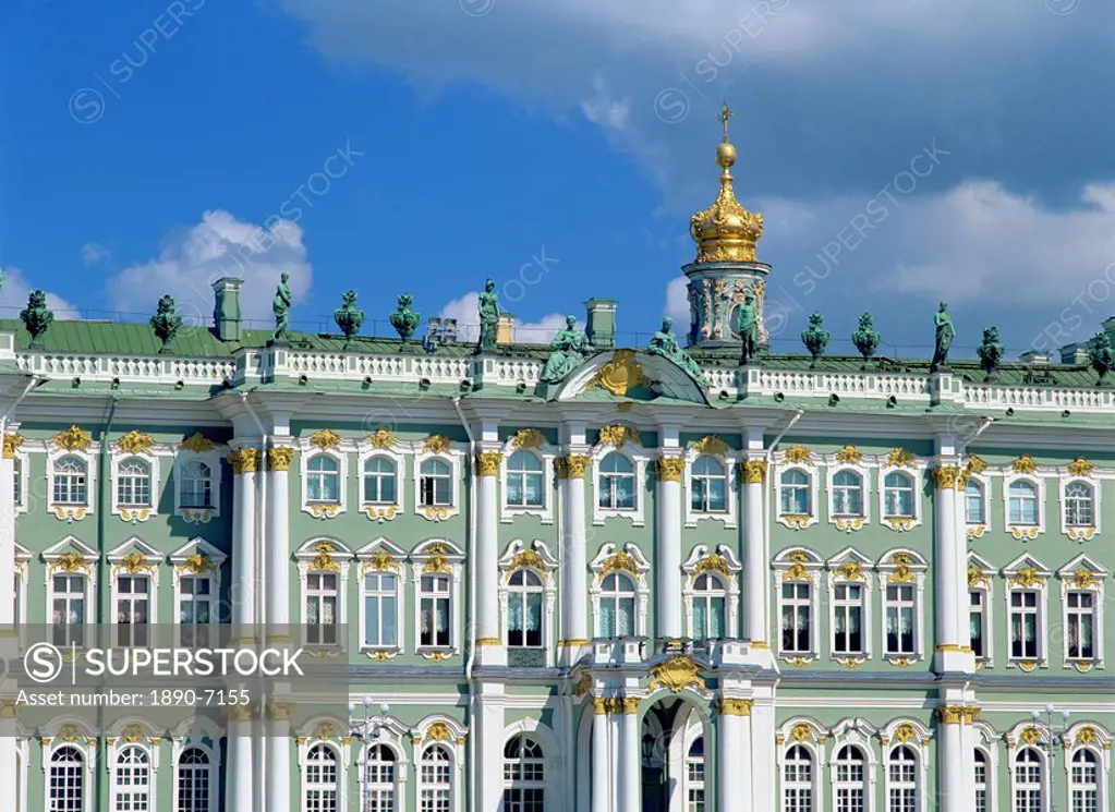 The Winter Palace housing the Hermitage Museum at St. Petersburg, UNESCO World Heritage Site, Russia, Europe