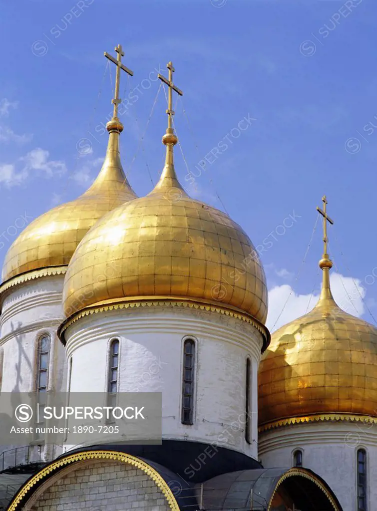 Domes of the Cathedral of the Assumption, Moscow, Russia, Europe