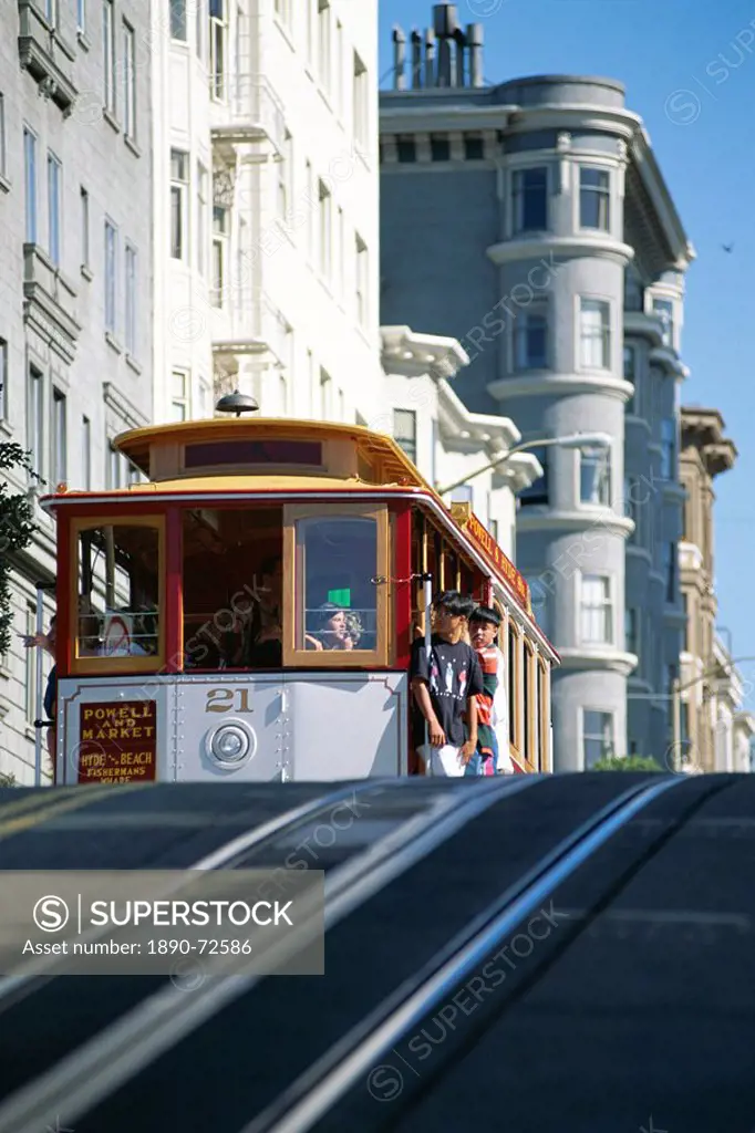 Cable car on Hyde Street, San Francisco, California, United States of America U.S.A., North America