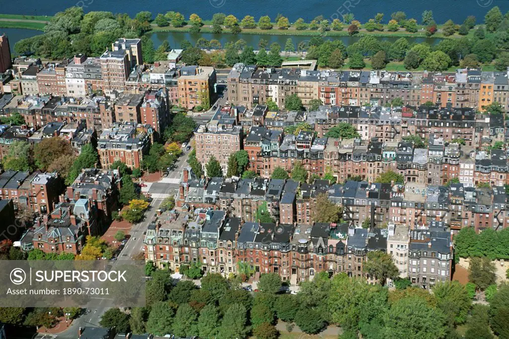 Aerial view of Back Bay area, Boston, Massachusetts, New England, United States of America U.S.A., North America