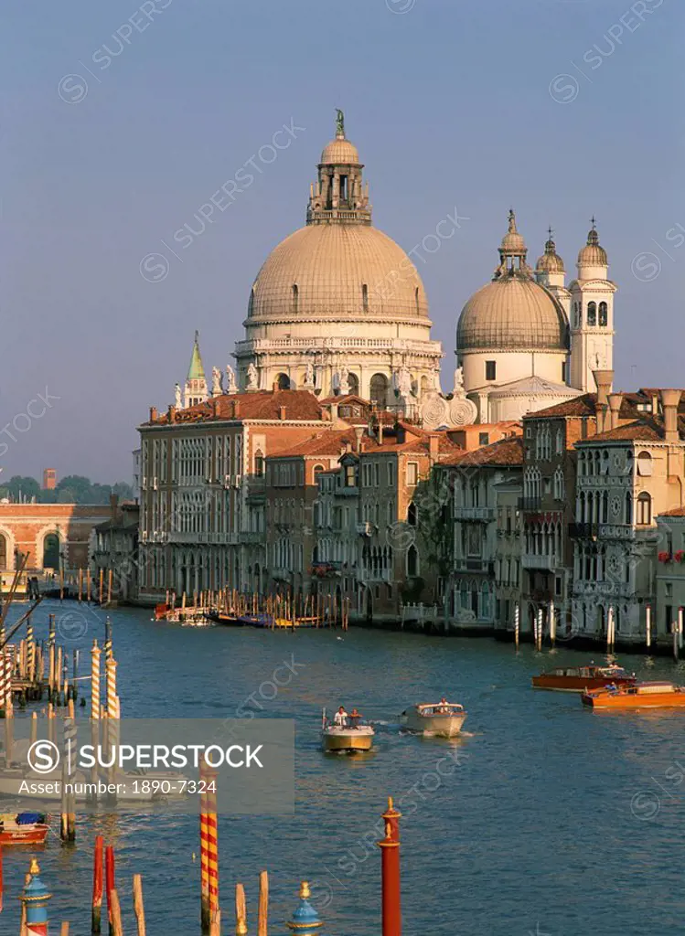 The Church of Santa Maria della Salute, and the Grand Canal, from the Academia Bridge, Venice, UNESCO World Heritage Site, Veneto, Italy, Europe