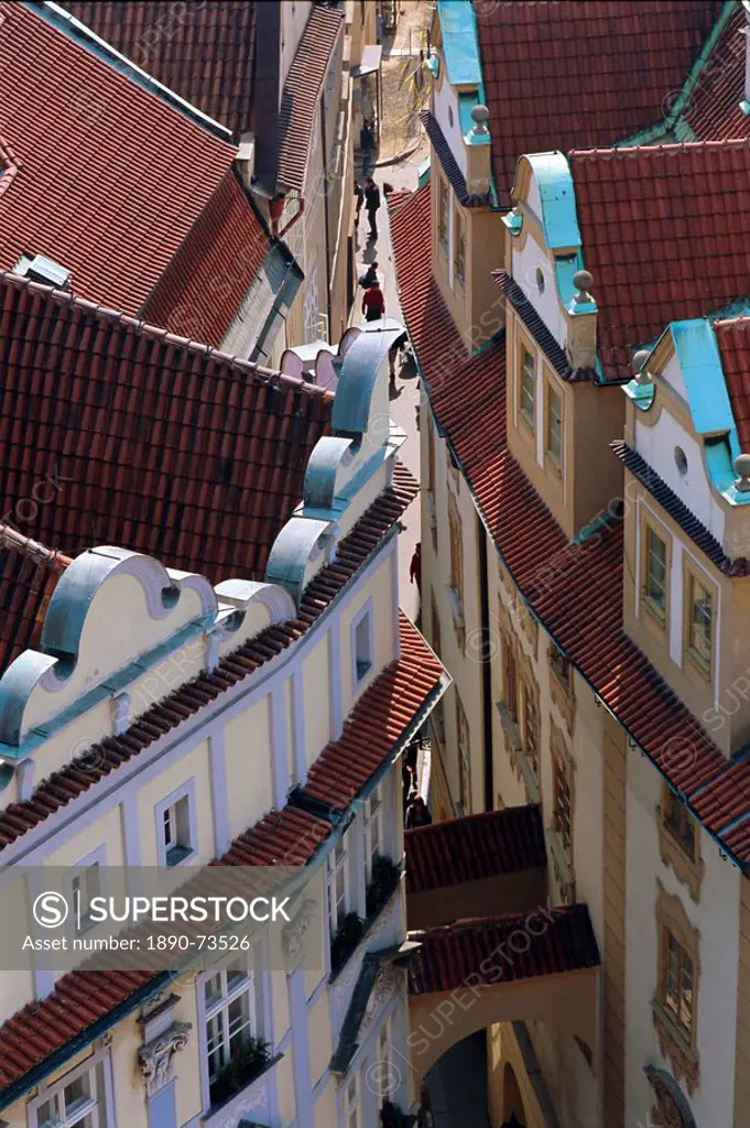 Building facades, Melantrichova, Old Town Square, Prague, Czech Republic, Europe