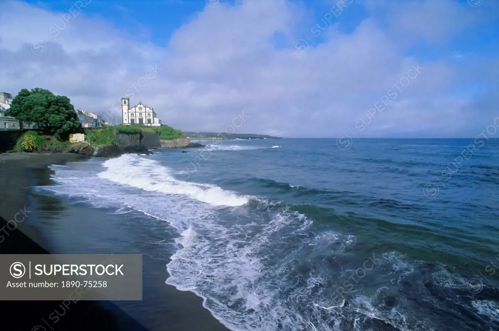 Beach of town of Lagoa, Sao Miguel island, Azores, Portugal, Europe, Atlantic Ocean