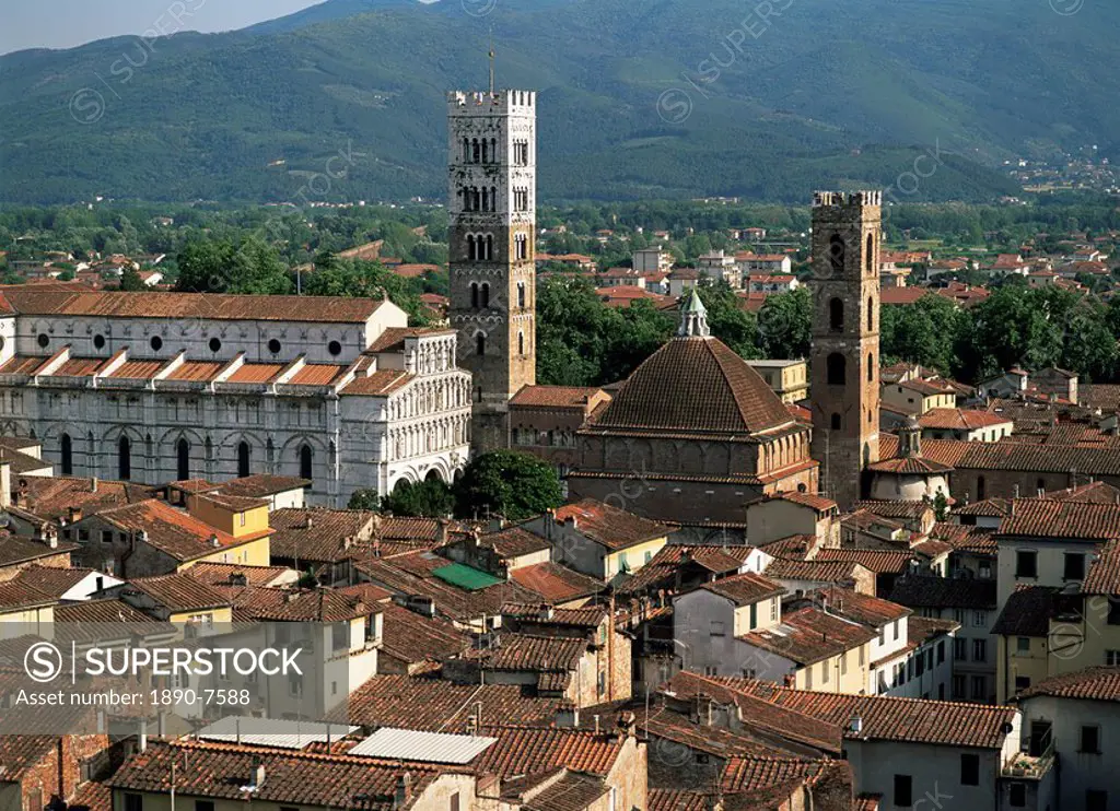 View from Torre del Ore, Lucca, Tuscany, Italy, Europe