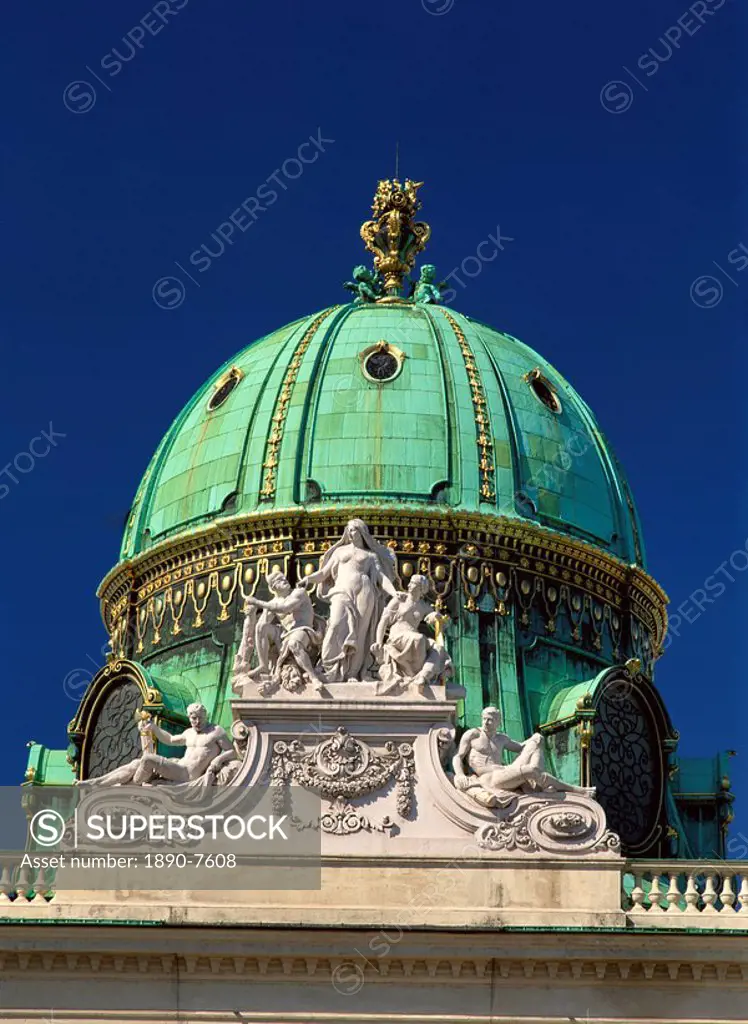 Hofburg Complex dome of the Michaelertrakt, Vienna, Austria, Europe