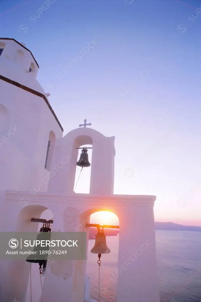 Church bells, Thira Fira, Santorini, Cyclades Islands, Greece, Europe