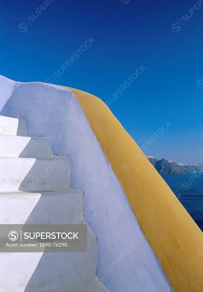 White steps, Thira Fira, Santorini, Cyclades Islands, Greece, Europe