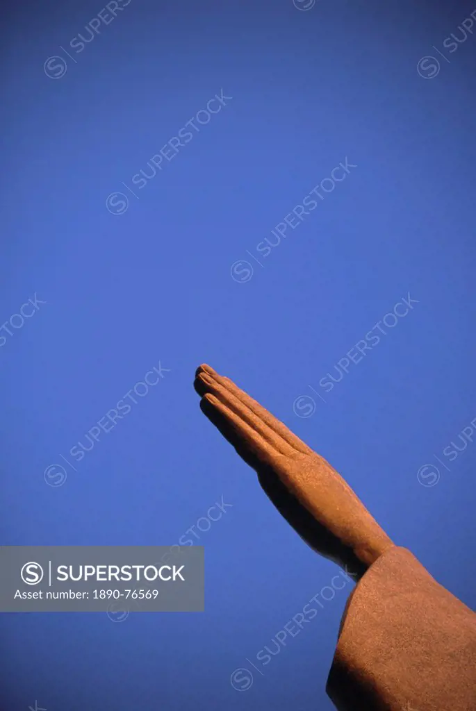 Detail of hand of the Christ statue, Corcovado, Rio de Janeiro, Brazil, South America