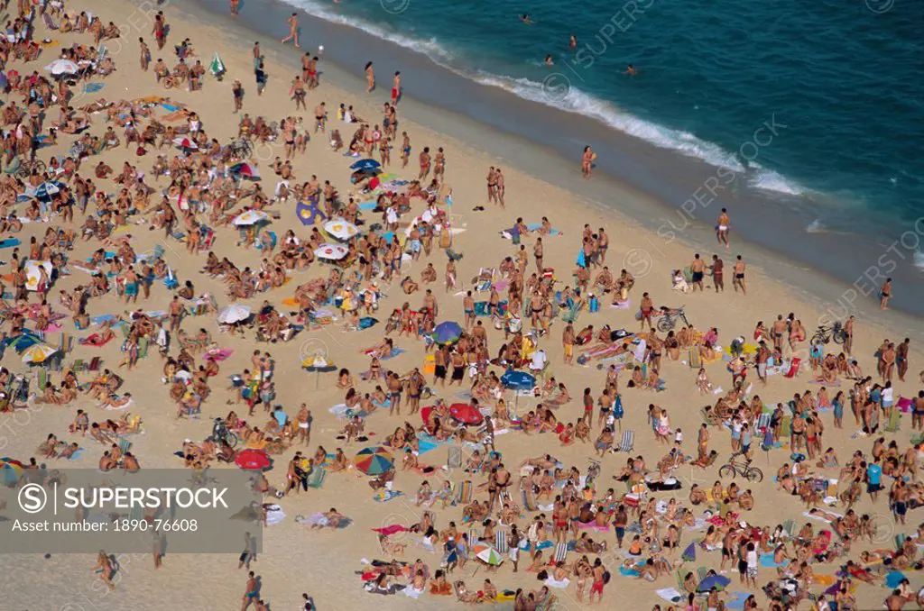 Sunday crowd, Ipanema Beach, Rio de Janeiro, Brazil, South America