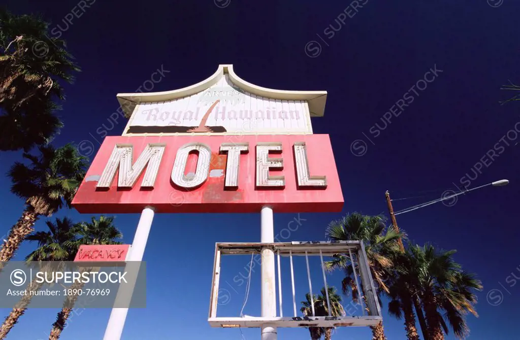 Sign, Royal Hawaiian Motel, Baker, Nevada, USA, North America