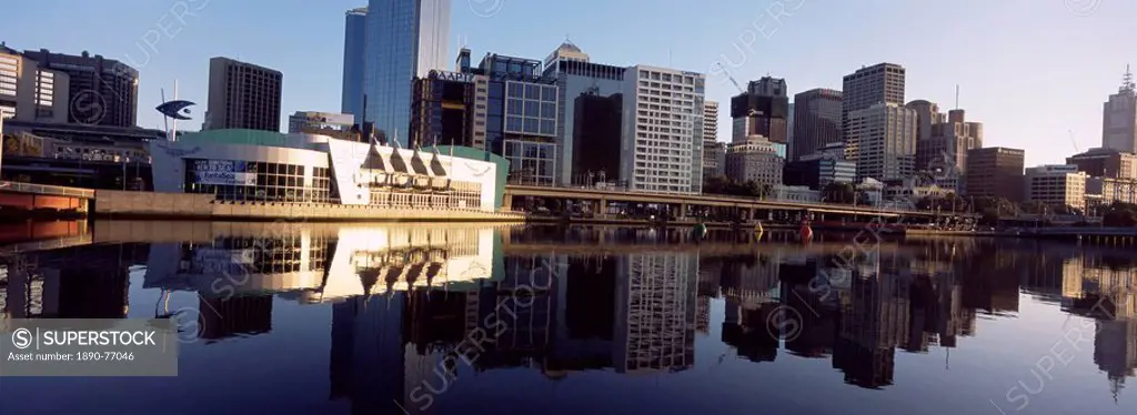 City skyline reflected in Yarra River, Melbourne, Victoria, Australia, Pacific