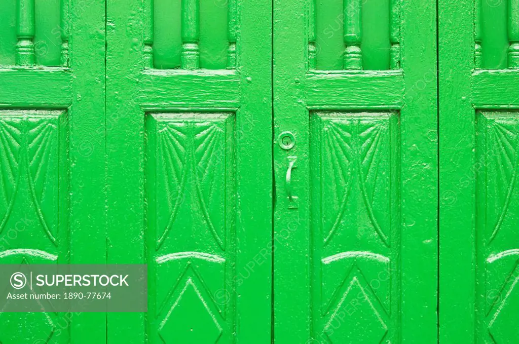 Close_up of a green wooden door, Tenerife, Canary Islands, Spain, Atlantic, Europe