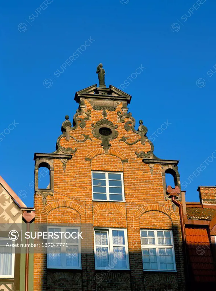 Gabled brick house in Old Town, Gdansk, Poland, Europe