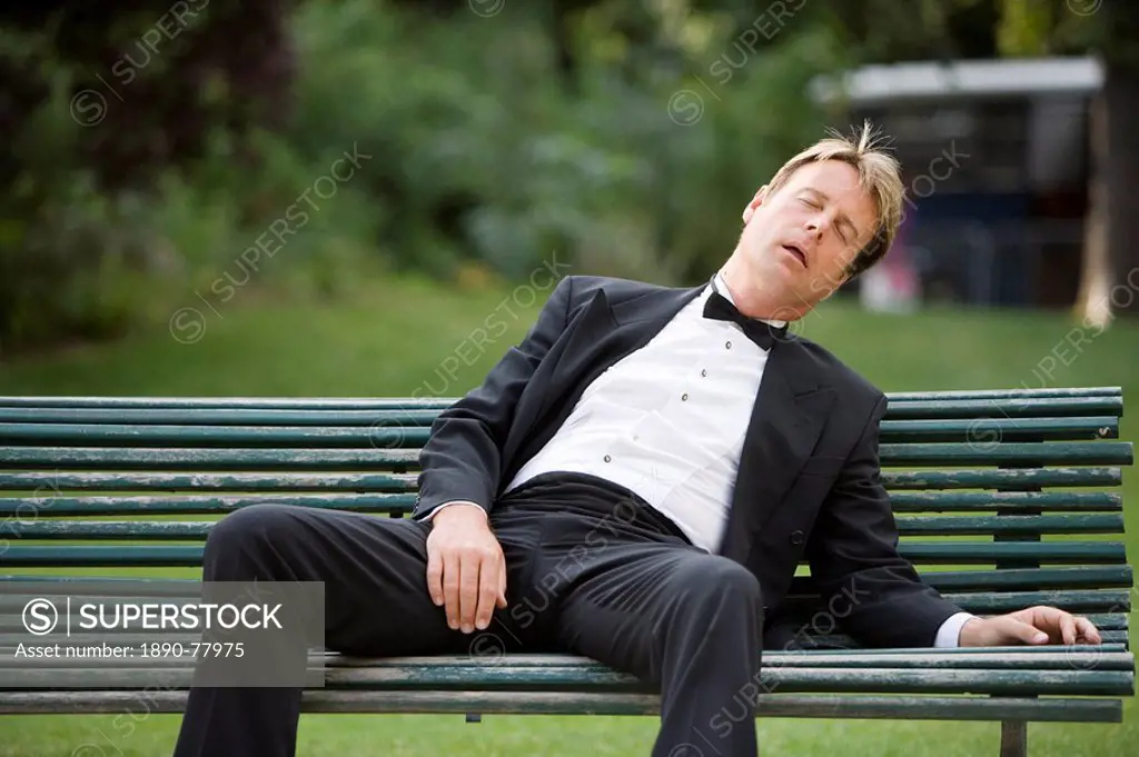 Man asleep on a bench
