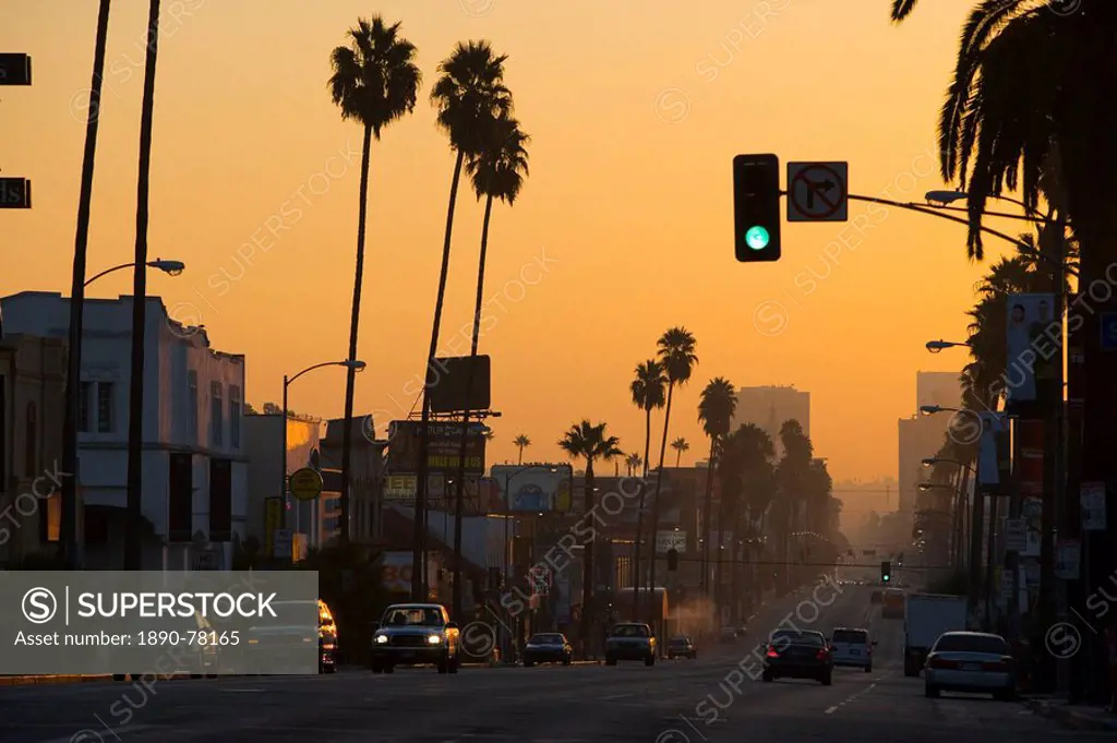 Early morning, Sunset Boulevard, Hollywood, California, United States of America, North America