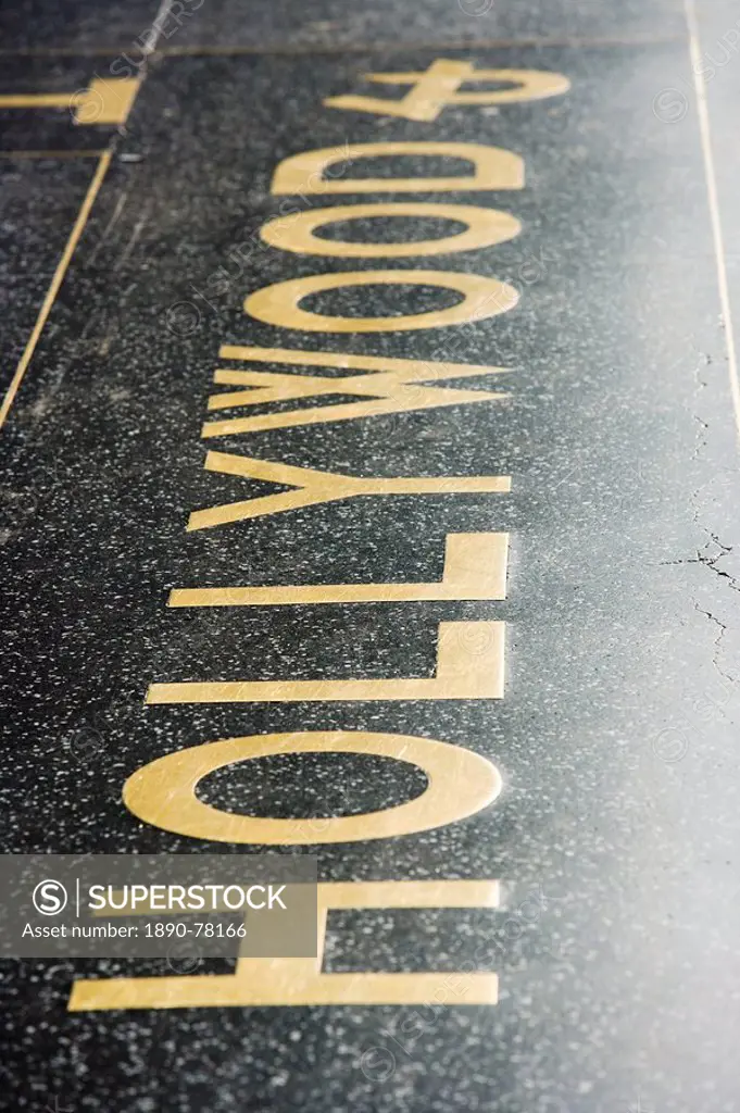 Hollywood Boulevard, sign on pavement, Hollywood, California, United States of America, North America