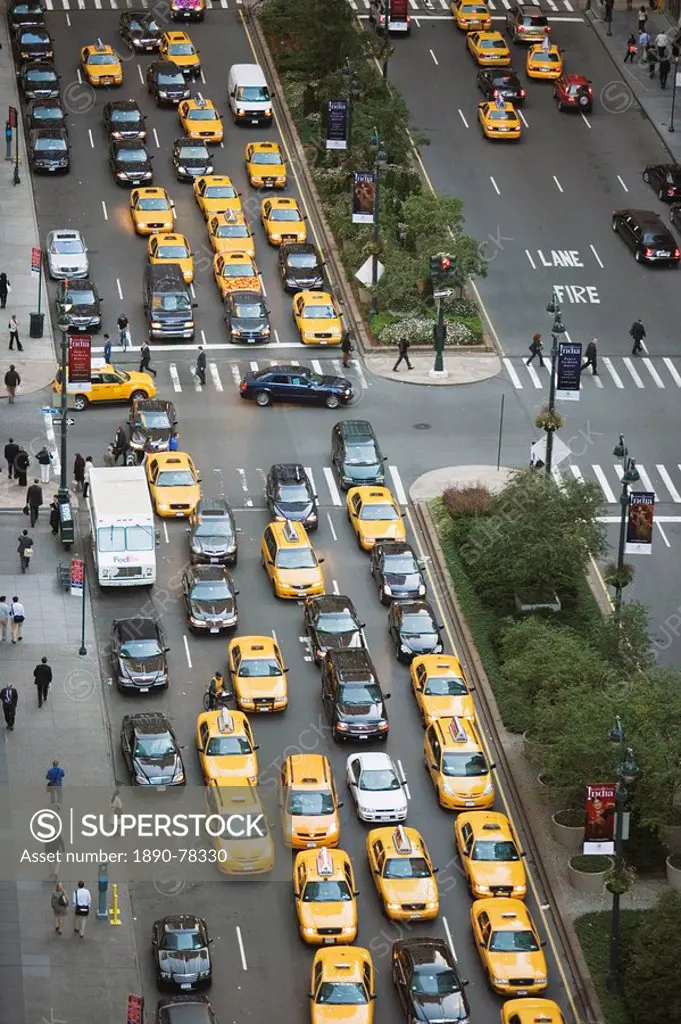 Taxis on Park Avenue, New York City, New York, United States of America, North America
