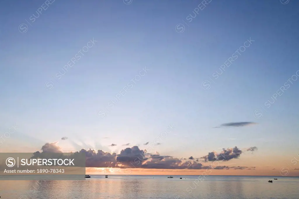 Sunset, West Coast, Barbados, West Indies, Caribbean, Central America