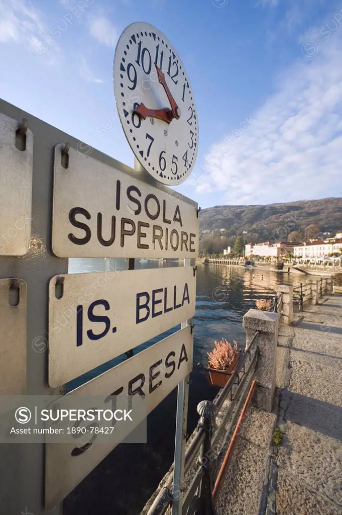 Ferry sign, Lake Maggiore, Italian Lakes, Italy, Europe
