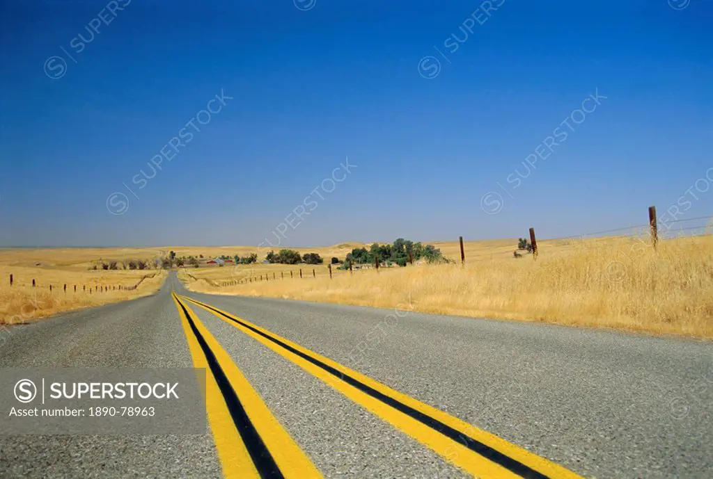 Yellow line on road, California, USA