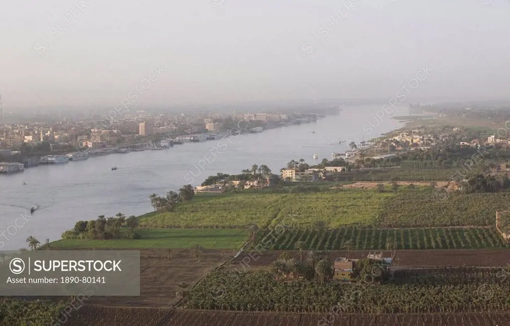 View of the River Nile and the town of Luxor, Egypt, North Africa, Africa