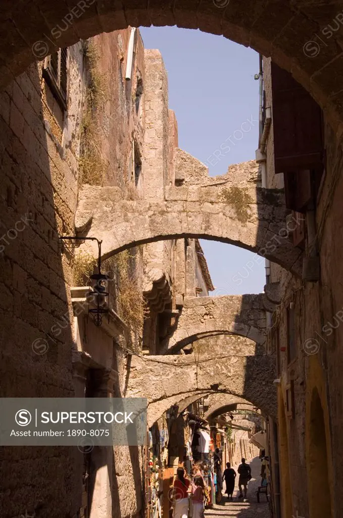Medieval arches in Rhodes Town, Rhodes, Dodecanese, Greek Islands, Greece, Europe