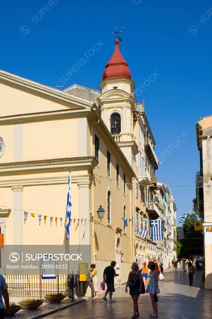 Street scene, Corfu Town, Corfu, Ionian Islands, Greek Islands, Greece, Europe