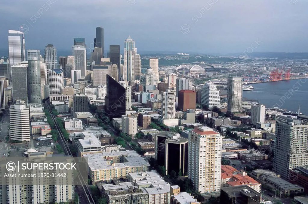 Aerial view of the city skyline, Seattle, Washington, United States of America, North America