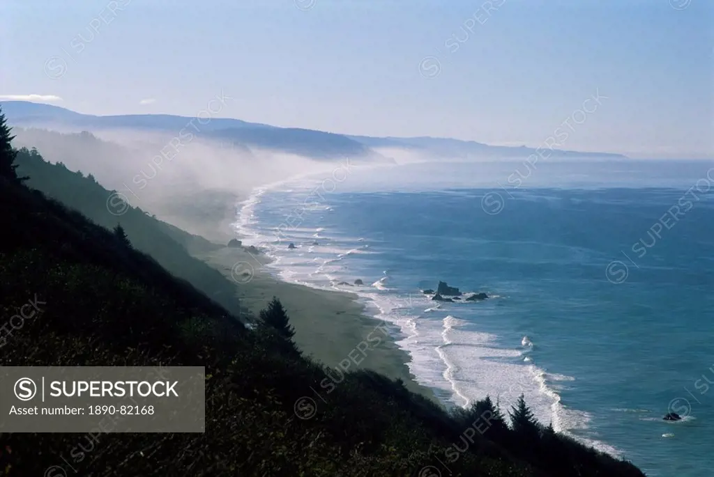 View of the Pacific Ocean from Highway 101 to Brookings, Oregon, United States of America U.S.A., North America