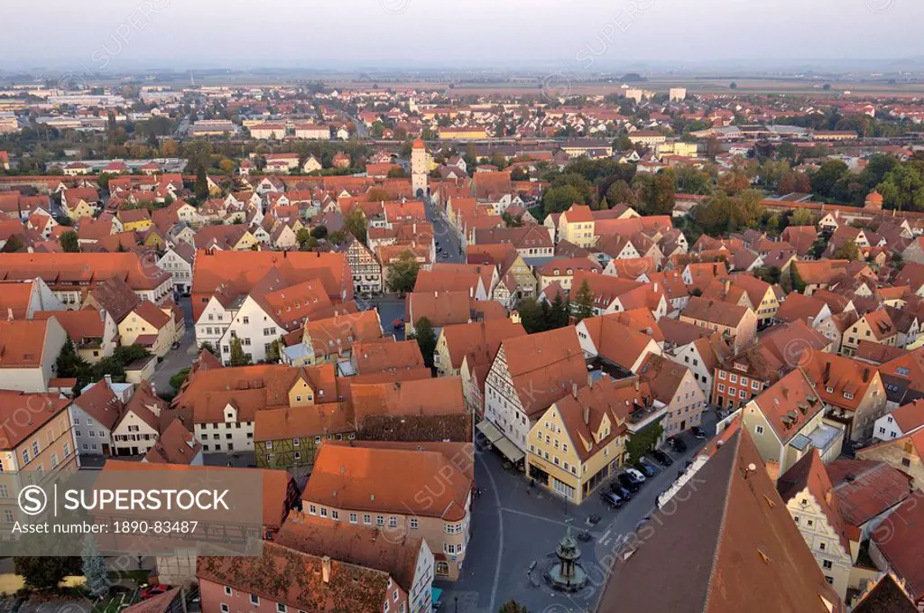 View of Nordlingen from Daniel, the tower of St Georgskirche St Georges Church, Nordlingen, Bavaria Bayern, Germany