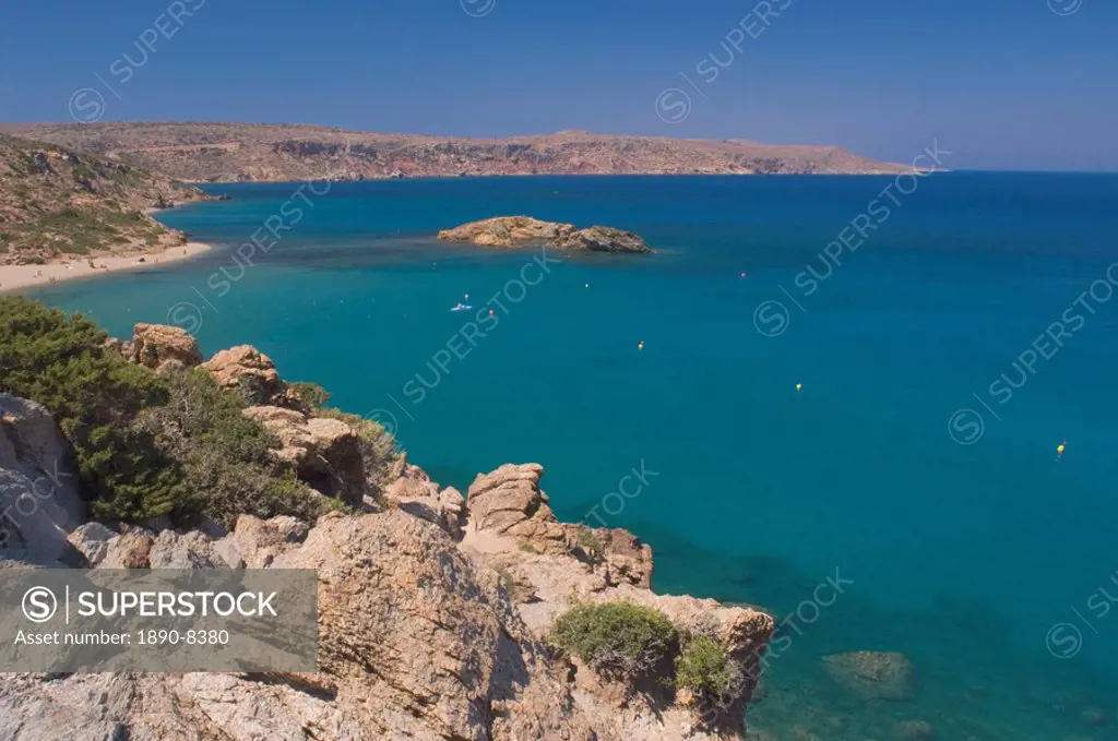 A view of the coast at Vai in Eastern Crete, Greek Islands, Greece, Europe