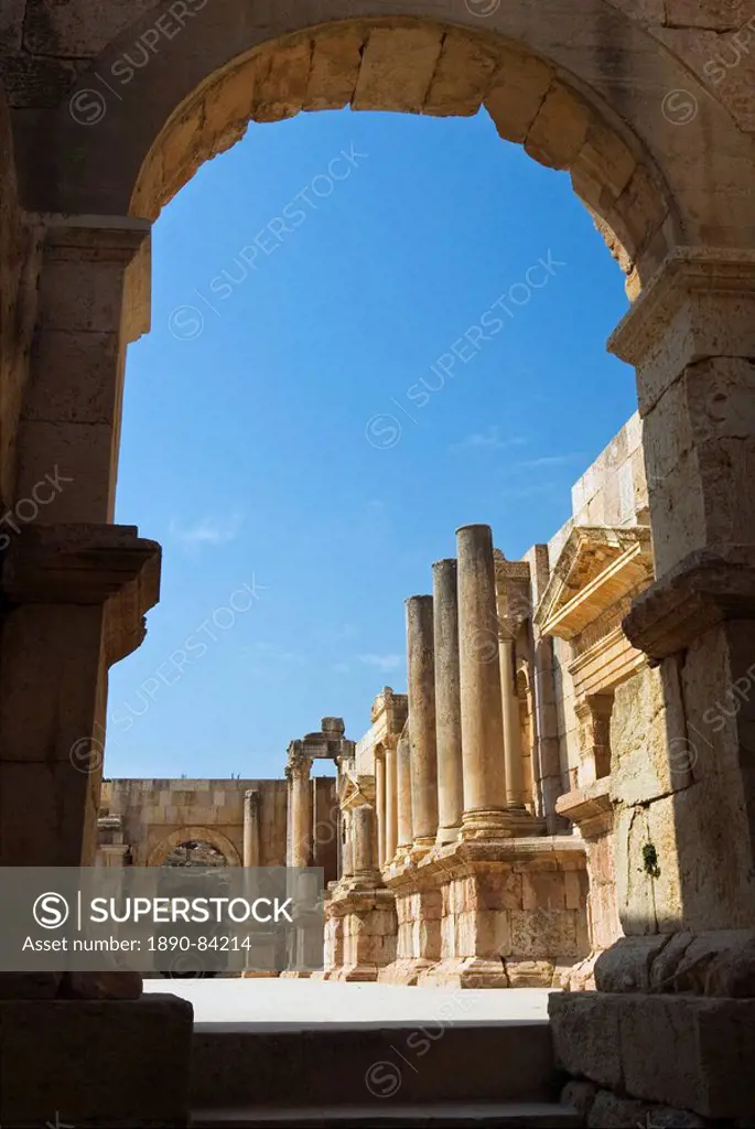 South Theatre, Jerash Gerasa, a Roman Decapolis city, Jordan, Middle East