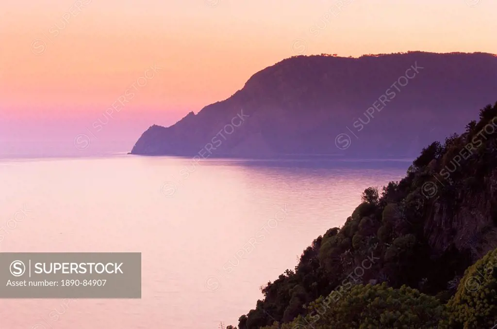 Punta Mesco at sunset, Cinque Terre, UNESCO World Heritage Site, Liguria, Italy, Europe